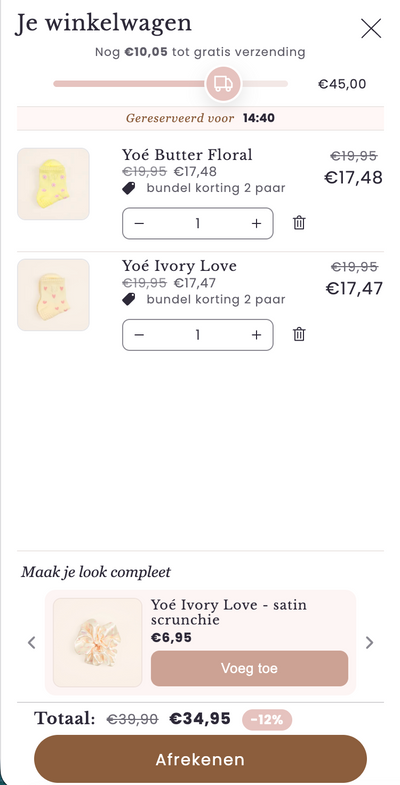 Cart drawer met upsells